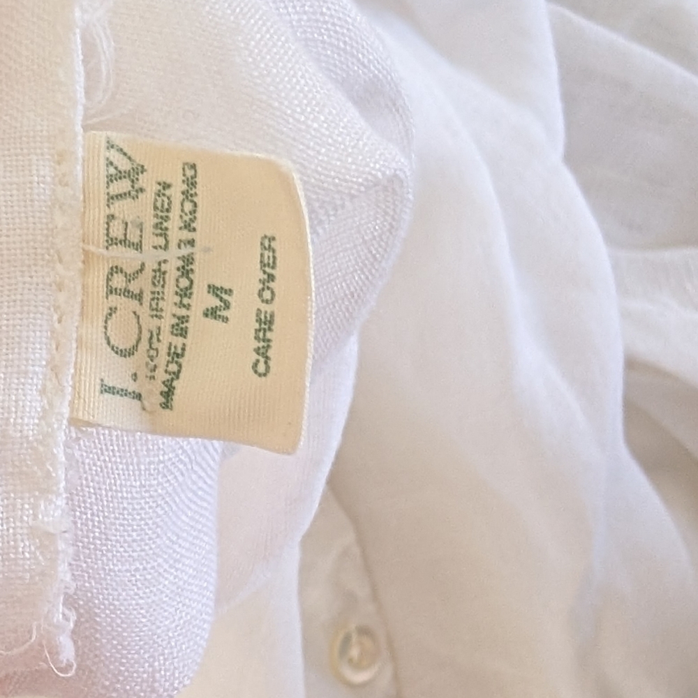 Vintage Women's J.Crew linen tunic blouse, early 1990s White Thin Medium - Picture 7 of 8